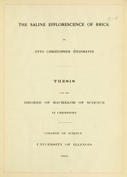 Front cover of The saline efflorescence of brick by Otto Christopher Steinmayer