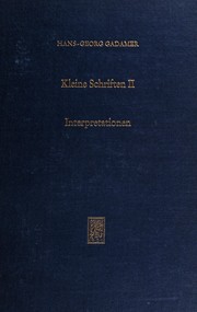 Cover of Kleine Schriften by Hans-Georg Gadamer
