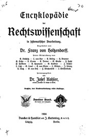 Cover of Encyklopädie der Rechtswissenschaft in systematischer Bearbeitung by Franz von Holtzendorff