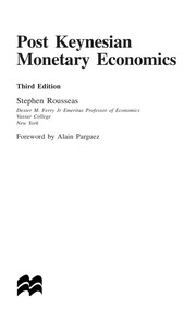 Front cover of Post Keynesian monetary economics by Stephen Rousseas