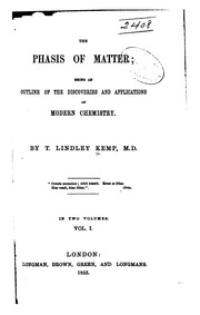 Front cover of The phasis of matter by T. Lindley Kemp