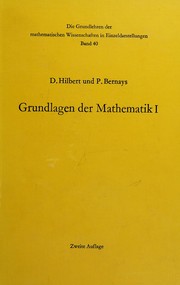 Cover of Grundlagen der Mathematik by David Hilbert