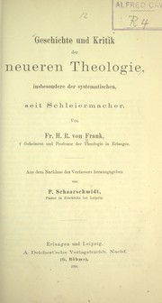 Front cover of Geschichte und Kritik der neueren Theologie by Fr. H. R. Frank