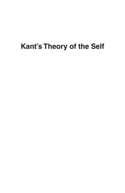Cover of Kant's theory of the self by Arthur Melnick