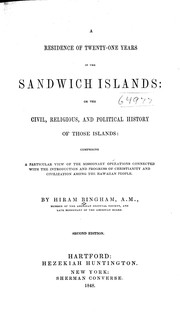Front cover of A residence of twenty-one years in the Sandwich Islands by Hiram Bingham I
