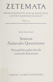 Front cover of Senecas Naturales quaestiones by Bardo Maria Gauly