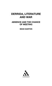 Front cover of Derrida, literature and war by Sean Gaston
