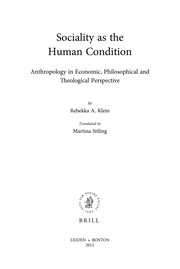 Front cover of Sociality as the human condition by Rebekka A. Klein