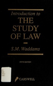 Front cover of Introduction to the study of law by S. M. Waddams