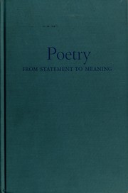 Cover of Poetry from statement to meaning by Jerome Beaty