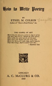 Front cover of How to write poetry by Ethel Maude Colson