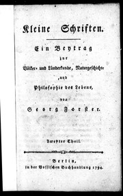 Cover of Kleine Schriften by Georg Forster