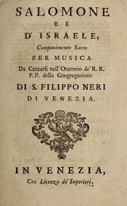 Front cover of Salomone, re d'Israele by Antonio Bergamo