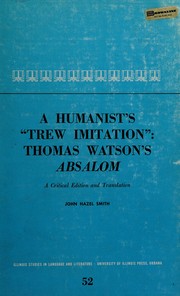 Cover of A humanist's "trew imitation" by Watson, Thomas