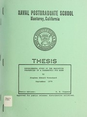 Front cover of Experimental study of the radiation properties of a parametric fog horn by Stephen Edward Trenchard
