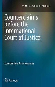 Front cover of Counterclaims before the International Court of Justice by Constantine Antonopoulos
