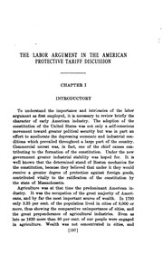 Front cover of The labor argument in the American protective tariff discussion .. by George B. Mangold