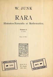 Front cover of Rara historico-naturalia et mathematica by W. Junk (Firm)