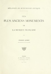 Front cover of Les plus anciens monuments de la musique française by Pierre Aubry