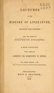 Cover of Lectures on the history of literature, ancient and modern by Friedrich von Schlegel