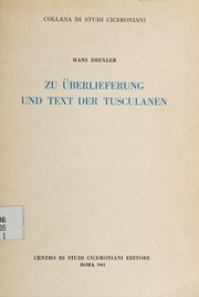 Front cover of Zu Überlieferung und Text der Tusculanen by Hans Drexler