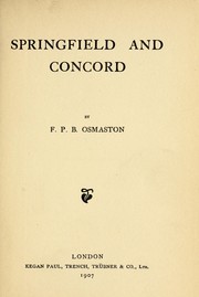 Front cover of Springfield and Concord by F. P. B. Osmaston