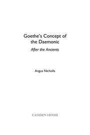 Front cover of Goethe's concept of the daemonic by Angus Nicholls