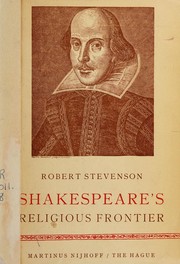 Cover of Shakespeare's religious frontier by Robert Murrell Stevenson