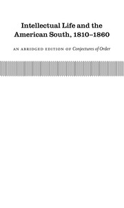 Front cover of Intellectual life and the American South, 1810-1860 by Michael O'Brien