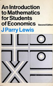 Front cover of An introduction to mathematics for students of economics by J. Parry Lewis