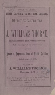 Front cover of North Carolina in the 19th century by J. Williams Thorne