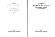 Cover of Die Macht des Namens: altorientalische Strategien zur Selbsterhaltung by Karen Radner