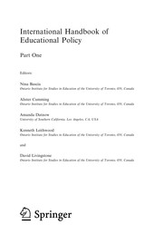 Front cover of International handbook of educational policy by Nina Bascia
