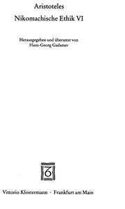 Cover of Nikomachische Ethik VI by Aristotle