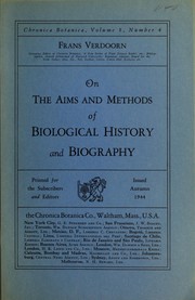 Cover of On the aims and methods of biological history and biography by Frans Verdoorn