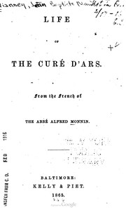 Front cover of Life of the Curé d'Ars by Alfred Monnin