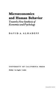 Cover of Microeconomics and human behavior by David A. Alhadeff