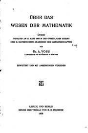 Cover of Uber das Wesen der Mathematik: Rede gehalten am 11 März 1908 in der .. by Aurel Edmund Voss