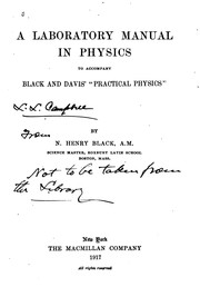 Front cover of A Laboratory Manual in Physics by Newton Henry Black