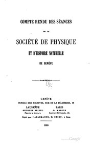 Front cover of Compte rendu des séances de la Société de physique et d'histoire naturelle de Genève by Société de physique et d'histoire naturelle de Genève