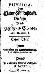 Cover of Physica, oder, Natur-Wissenschafft by Johann Jakob Scheuchzer
