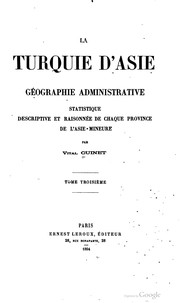 Front cover of La Turquie d'Asie by Vital Cuinet
