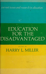 Front cover of Education for the disadvantaged by Harry L. Miller
