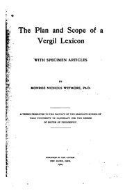 Front cover of The plan and scope of a Vergil lexicon by Monroe Nichols Wetmore