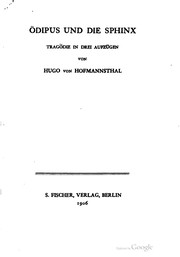 Front cover of Ödipus und die Sphinx by Hugo von Hofmannsthal
