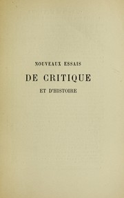 Cover of Nouveaux essais de critique et d'histoire by Hippolyte Taine