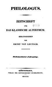 Front cover of Philologus by Ernst Ludwig von Leutsch