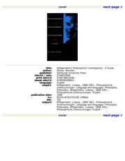 Front cover of Wittgenstein's philosophical investigations by Brendan Wilson
