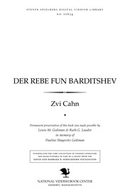 Cover of Der Rebe fun Bardiṭsheṿ by Zvi Cahn