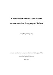 Front cover of A reference grammar of Puyuma, an Austronesian language of Taiwan by Stacy Fang-Ching Teng